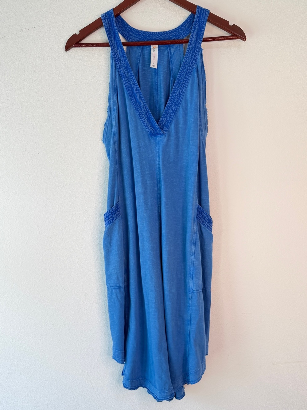 Daily Practice Anthropologie The Carlie Vneck Mini Dress Sapphire Blue Boho Chic